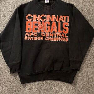 LOGO 7 Black and Orange Cincinnati Bengals Crewneck Sweater